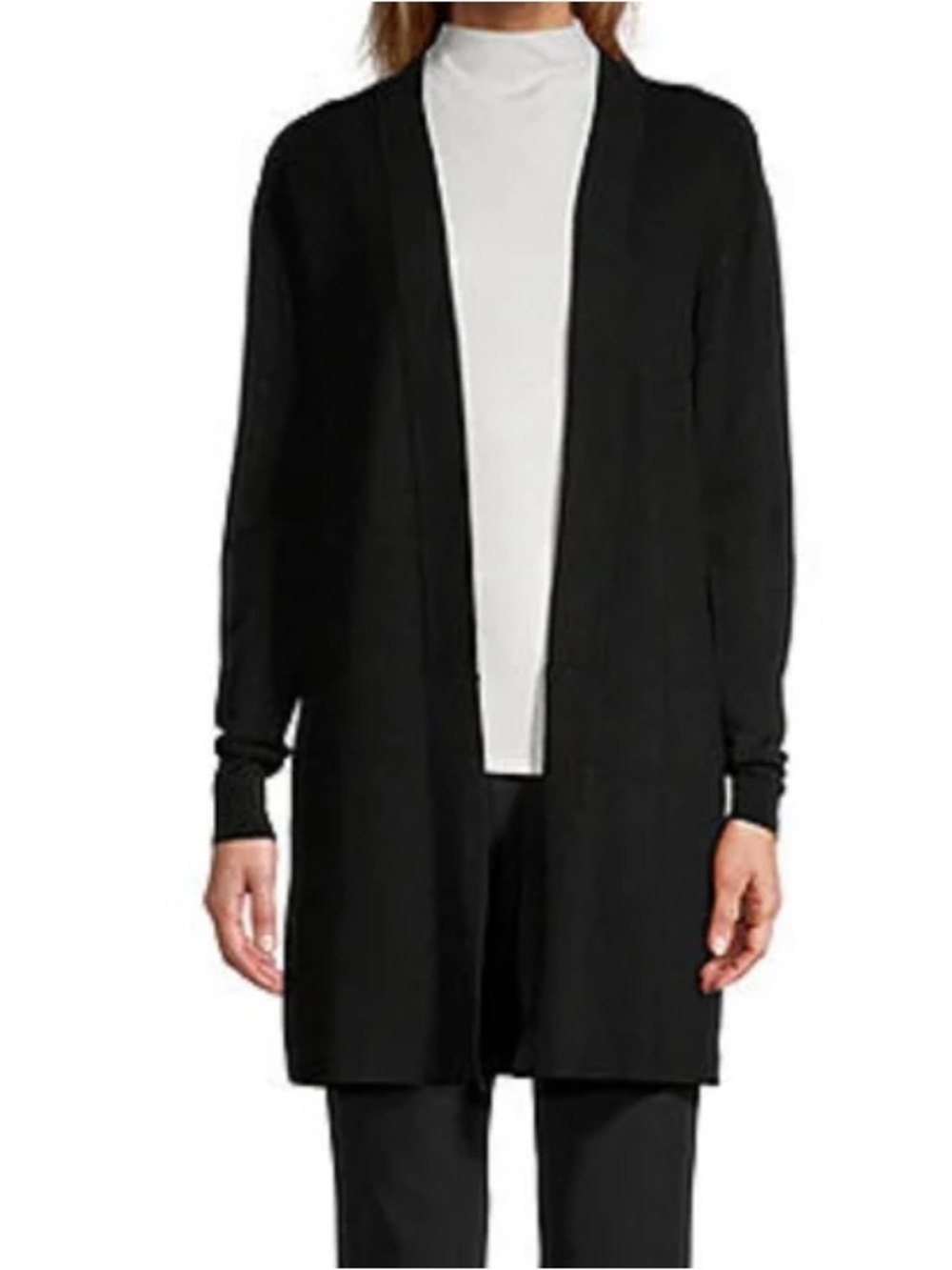 Wortuington Black Open-Front Longline Women's Sweater Cardigan